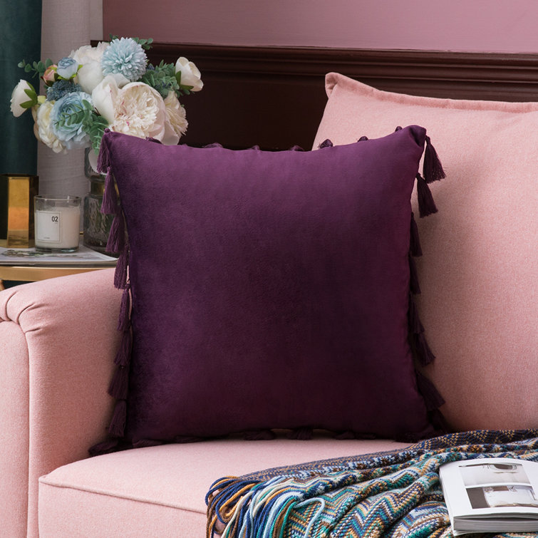 WARISI Tassels Velvet Throw Pillow & Reviews Wayfair